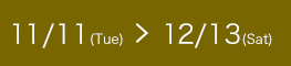 11/11Tueˏ12/13Sat